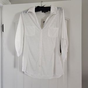 Quarter length sleeve white button down